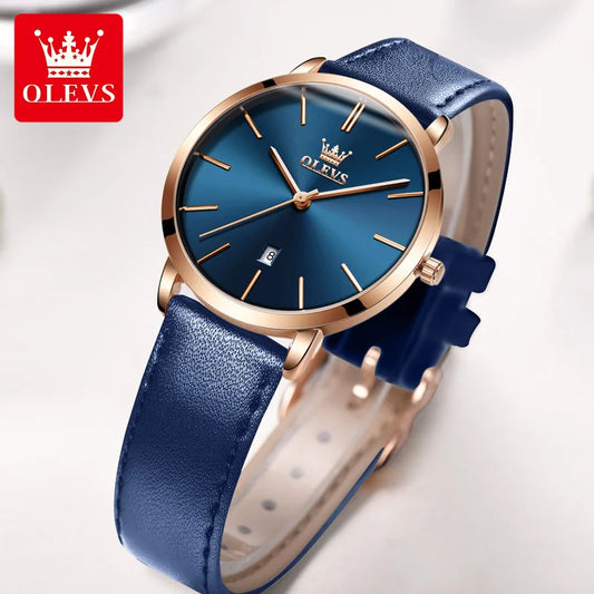 OLEVS 5869 Luxury Men's Quartz Watch Analog Display Date Business Fashion Casual Genuine Leather Thin Wrist Watch for Men-20