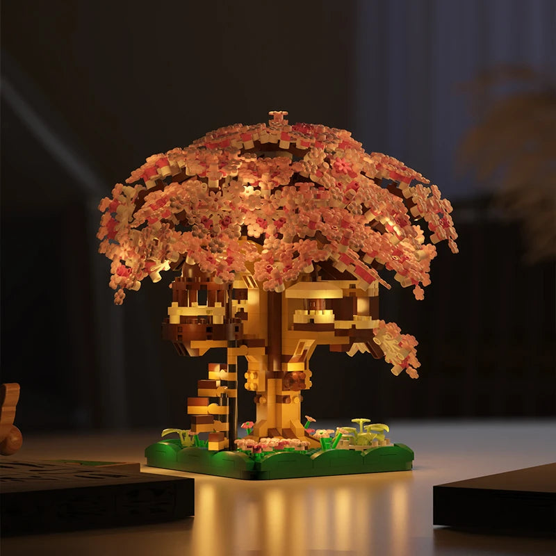 DIY Educational Sakura Tree Building Block Sets Anime Inspired Scene Building Blocks Girls Includes Forest City Park Models-4