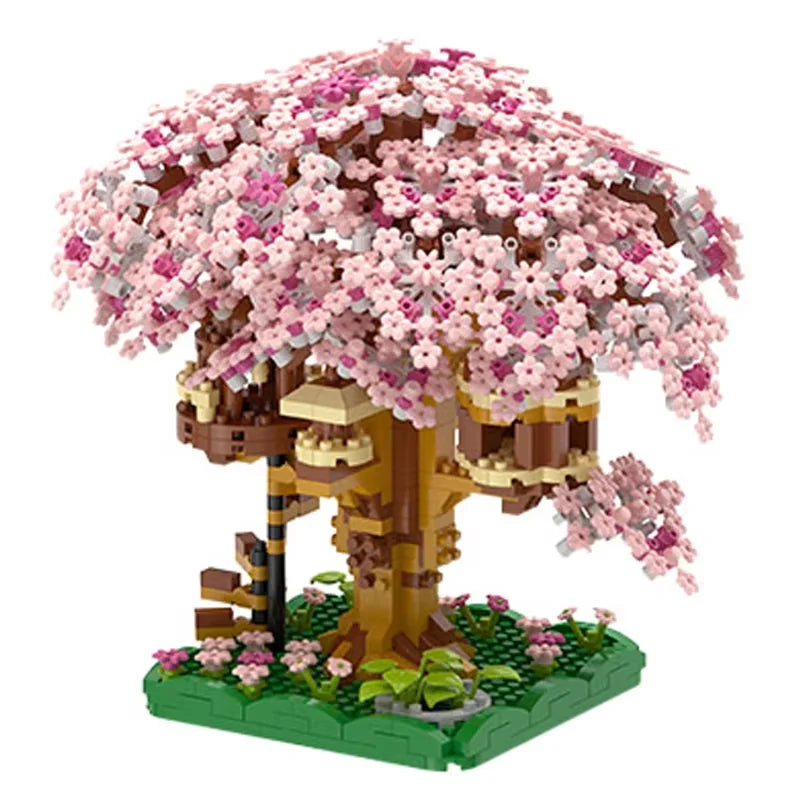 DIY Educational Sakura Tree Building Block Sets Anime Inspired Scene Building Blocks Girls Includes Forest City Park Models-6