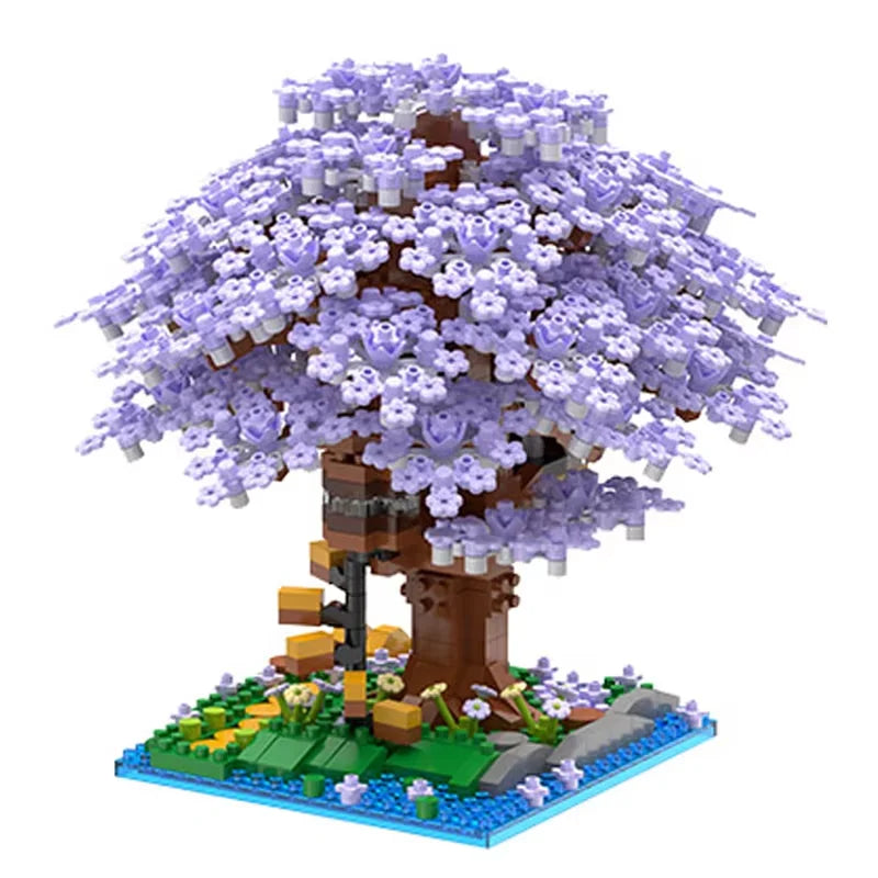 DIY Educational Sakura Tree Building Block Sets Anime Inspired Scene Building Blocks Girls Includes Forest City Park Models-7